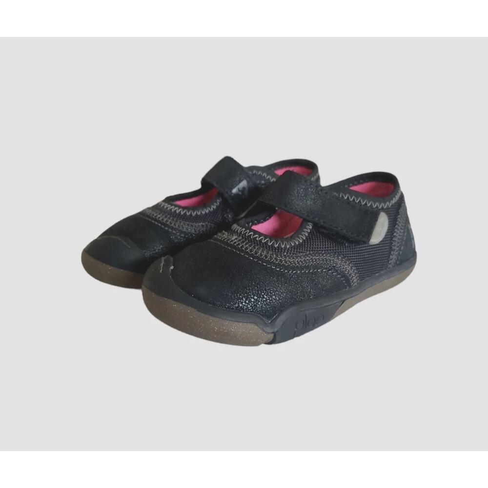 PLAE Emme Youth Girl's Black Leather Shoes Size 1